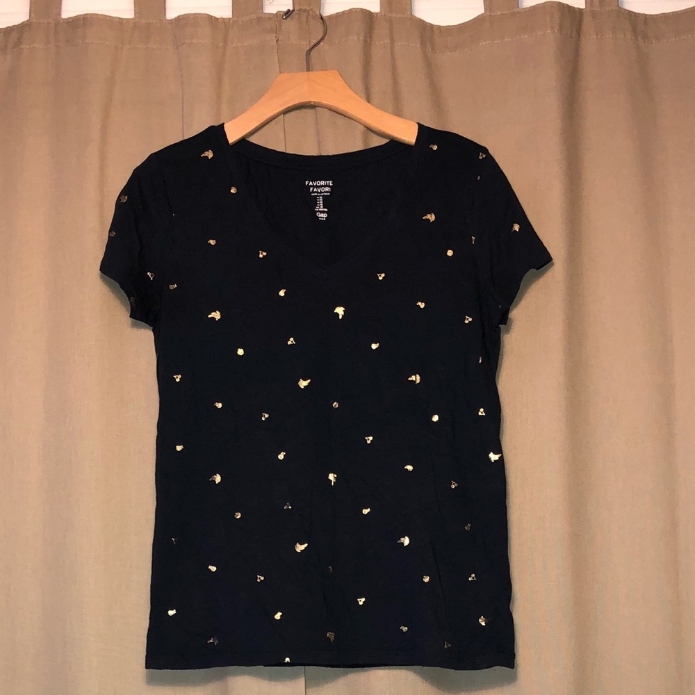 GAP. Cute Navy blue T-shirt with gold foil pattern